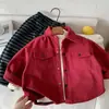 Camisa Infantil com Lã Adicionada Outono e Inverno Novo Estilo Meninos Vermelho Casaco de Ano Novo Camisa de Ano Novo para Bebê Estilosa