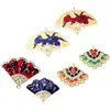 Abanico redondo de esmalte estilo antiguo con goteo de aceite, broche vintage de piedras preciosas para mujer, broche de abanico, Serie Galaxia Accesorios de joyería europeos y americanos