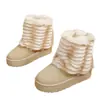 Botas de nieve cálidas para mujer, talla grande transfronteriza, nuevo estilo de invierno 2026, suela gruesa, forro polar, felpa, zapatos de algodón de caña corta