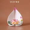 Haoshen Yuliansheng Portaincienso de Cerámica con Forma de Flor de Loto Adorno Flor de Porcelana Hecha a Mano Estilo Chino Sala de Estar Salón Budista Artesanía