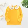Moletom com Gola para Bebê Menina para Primavera e Outono, Roupa Infantil com Design de Botões, Estilo Europeu e Americano para Crianças Pequenas