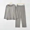 Nuevo Conjunto de Pijama de Dos Piezas para Mujer de Primavera y Otoño con Almohadillas en el Pecho, Conjunto Casual Suelto Simple Talla Grande para Casa