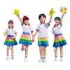Uniformes Escolares Primários, Conjuntos de Manga Curta de Verão, 61 Uniformes da Turma de Cheerleading, Uniformes de Jardim de Infância, Uniformes de Performance de Coro Estilo Chinês