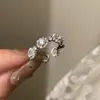 Anillo Pequeño de Flor de Zirconia para Mujer, Diseño de Nicho, Simple y Elegante, Anillo de Lujo Ligero, Anillo Abierto de Dedo Índice de Moda y Alta Gama