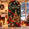 Fondo de Tela para Arco Navideño con Figura de Santa Claus para Cabina de Boletos, Fondo para Fiesta de Festival, Cubierta Personalizable