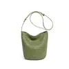Bolso Cubo Tejido a Mano de Cuero Aceitado y Encerado de Curtición Vegetal Gran Capacidad Diseño Simple Estilo Bosque Bolso de Hombro Cruzado Tote
