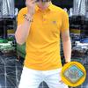 Calidad sólida alta gama moda europea lujo ligero polo para hombre 2025 verano nuevo estilo LOGO único manga corta solapa slim