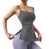 Traje de Yoga Plisado Unilateral Desnudo Top Deportivo Ajustado con Aberturas a Ambos Lados Ropa Interior Deportiva de Una Pieza Camisola Chaleco