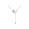 Nuevos Accesorios de Collar de Mariposa de Luz y Sombra para Mujer, Nicho de Lujo Ligero, Cadena para Clavícula con Borla Incrustada de Diamantes de Alta Gama