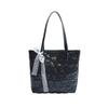 Bolso de mano con bordado rómbico de gran capacidad para mujer, bolso de mano de algodón sencillo para primavera y verano 2025.