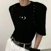 Camiseta Informal de Verano Estilo Americano Tendencia INS Corte Holgado Versátil Pulóver Cuello Redondo para Hombre con Estampado de Estrellas