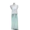 Blusa corta de nube con manga abullonada, holgada, hombros descubiertos, cuello de amarre, bordada, manga corta, estilo tejido corto de mohair blanco