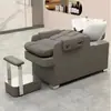 Cama de Champú de Lujo Personalizada para Salón de Peluquería, Elegante Cama de Lavado para Salón de Peluquería, Silla de Champú Semi-Reclinable con Lavabo Cerámico para Salón de Peluquería