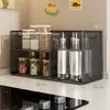 Prateleira de temperos de cozinha multicamadas para uso doméstico, cesta de armazenamento multifuncional para bancada para óleo, sal, molho e vinagre