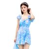Traje de Baño Conservador Nuevo Adelgazante Dividido Manga Corta Moda Niña Estilo Vacaciones de Playa Traje de Baño Hecho Listo Venta al Mayoreo