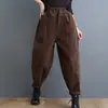 Pantalones de pana morados estilo Harlan radish para mujer, talla grande, forro polar grueso, cintura elástica, nuevos para primavera, otoño e invierno 2024