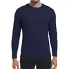 Camiseta Esportiva Masculina Amazon Transfronteiriça Secagem Rápida Gola Redonda Cor Lisa Respirável Absorvente de Umidade Piquet Manga Longa
