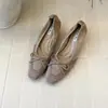 Zapatos planos de gamuza estilo vintage con lazo, zapatos de trabajo para mujer, Mary Janes de tacón grueso, tacones de cuña sin cordones