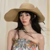 Sombrero de Paja Japonés Plegable de Ala Ancha para Mujer, Sombrero de Sol de Moda de Verano para Playa, Sombrero Parasol de Vacaciones