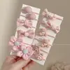 Goma para el pelo rosa con lazo y flor para niñas, Cuerda para el pelo de niña pequeña para trenzar, Pequeño accesorio elástico para el pelo