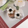 Ins Corea del Sur Elegante Perla Imitación Cristal Negro Flor DIY Hecho a Mano Trenzado con Cuentas Horquilla Accesorios para el Cabello Material para Aretes
