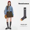 Otoño Renacentista Nueva Raya Estrella Conejo Animal Lindo Transpirable Adelgazantes Calcetines Largos para Mujer