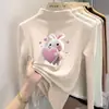 Ropa interior básica para niñas con forro polar de otoño e invierno, camiseta de manga larga cepillada para niños, cuello semi-alto, top cálido para niños mayores