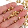 Aço Inoxidável Dourado Galvanizado Tigela Esférica Agulha com Argola Brincos de Pérola Redonda Argola de Solda Conserva Cor Brincos Acessórios para Brincos DIY