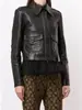 Jaqueta de Couro Genuíno Hn6136 com um Visual Sofisticado e Profissional, Feita de Couro de Ovelha de Couro Integral Curtido Vegetal, Temporada de Primavera, Estilo Curto com Gola Lapela, Jaqueta Biker Simples para Mulheres