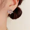 Pendientes de Corazón Nudo Completamente de Diamante Estilo Coreano Elegantes y de Moda, Exquisitos y Compactos, Lujo Ligero, Versátiles, Pendientes de Diseño Súper Brillantes para Mujer