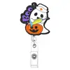 Halloween Transfronteiriço Fantasma Médico Acrílico Glitter Retrátil Fácil Puxar Fivela Adesivo de Tecido Giratório Clipe de Crachá Fácil de Puxar