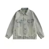 Chaqueta de Mezclilla Elegante y Versátil para Hombre de Primavera y Otoño, Marca de Tendencia Ins, Corte Holgado, Tallas Grandes, Chaqueta de Trabajo, Abrigo de Mezclilla, Venta al por Mayor de Tendencia