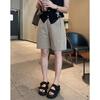 2025 [Pantalones de Pimiento Dulce] Verano Retro Americano Color Sólido Corte Estéreo Casual Ropa de Trabajo Pantalones de Longitud Media