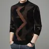 Recomendação de Item Quente Suéter Jacquard Anti-bolinhas Pelo Sintético de Mínk Gola Meia-Alta Venda Direta da Fábrica Malharia Masculina Transfronteiriça
