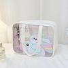 Ins estilo saco cosmético transparente desenhos animados grande capacidade saco de armazenamento de viagem bonito portátil molhado e seco saco de lavagem para mulheres