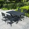 Mesa y Sillas de Madera y Plástico para Patio Exterior Combinación de Mesa y Sillas para Cafetería de Ocio Mesa y Sillas de Comedor de Ocio para Balcón al Aire Libre Jardín