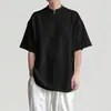 Marca de Moda Color Sólido Cuello Alto Funcional Manga Corta para Hombre Primavera/Verano Ligero Transpirable Media Cremallera Diseño Único Casual Manga Corta
