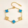 Tallado láser moda temperamento flor de cuatro hojas láser oro lote flor pulsera clavícula mujer 2025 sentido del diseño no se decolora