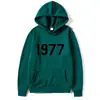 Sudadera con capucha para pareja Estampado de flocking Hilos múltiples Esenciales 1977 Estilo suelto de pareja Tendencia Estilo Ins