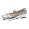 Novos Sapatos Femininos de Primavera e Outono com 4 Laços, Boca Rasa, Sapatos Únicos, Mary Janes Franceses, Sapatos Pequenos de Couro, Aumento Interno de Altura com Solado Macio, Saia CM