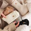 Calcetines de rizo para mujer para otoño e invierno, forrados de felpa y engrosados, lindos calcetines holgados de media pantorrilla, calcetines cálidos para maternidad con bordado de corazón