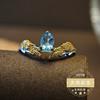 Anillo explosivo de topacio natural, anillo de piedra natural, nicho femenino, alto lujo, comercio exterior transfronterizo, transmisión en vivo