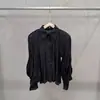 Outono/Inverno 2026 Elegante Francês Solta Versátil Gola Reversível Botão Único Manga Bufante Respirável Fina Cor Sólida Camisa Transfronteiriça