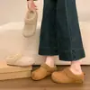 Mules de Otoño e Invierno Zapatillas de Algodón sin Cordones para Mujer Suela Suave Felpa Nuevo Estilo Calientes para Exterior Zapatillas Gruesas de Algodón con Forro de Felpa
