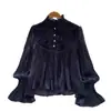 Blusa de retazos de encaje rosa, estilo francés, suave, para mujer, manga larga, corte holgado, top tipo cárdigan con volantes, colección otoño 2026 para mujer