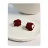 Pendientes de aguja de plata S925 con gota de aceite color vino, geométricos irregulares, de temperamento exagerado, retro, venta al por mayor de joyería Qingdao