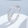 Anillo de plata de ley maciza S925 7x9mm base plana vacío para montar DIY jade ámbar ágata transmisión en vivo diseño de hoja estilo chino
