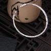 Pulsera Original de Plata Forjada Hecha a Mano Estilo Tailandés Chiang Mai para Mujer, Sencilla Pulsera S925 Brillante con Textura Martillada Abierta