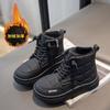 Zapatos de Algodón para Niños 2025 Otoño e Invierno Nuevas Botas de Cuero Botines para Niñas Zapatos de Pan de Suela Blanda Botas para Niños Botas de Algodón con Forro de Lana
