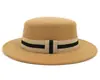 Sombrero Plano de Estilo Retro Británico para Hombres y Mujeres, Moda de Primavera y Otoño para Damas, Sombrero Cálido de Lana con Ala Ancha Grande